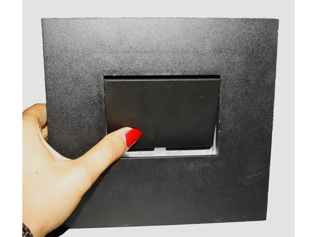 Maniglia Incasso Rettangolare Porta Scorrevole/Battente Atomo nottolino chiusura a Toppa mm.122x113 da Verniciare | Saletta - immagine 6